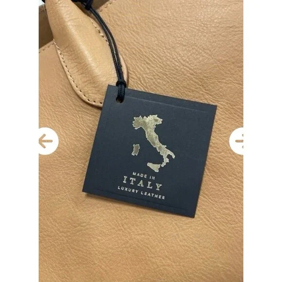 Claudia Firenze Genuine Italian Caramel Leather Tote Handbag Purse New - Picture 8 of 11